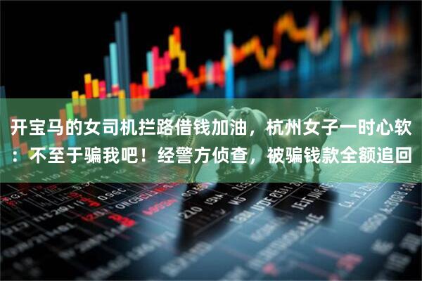 开宝马的女司机拦路借钱加油，杭州女子一时心软：不至于骗我吧！经警方侦查，被骗钱款全额追回